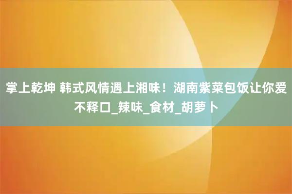 掌上乾坤 韩式风情遇上湘味！湖南紫菜包饭让你爱不释口_辣味_食材_胡萝卜